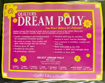 Super Queen Size, Black, Quilters Dream Poly Batting, Select (Mid Loft)