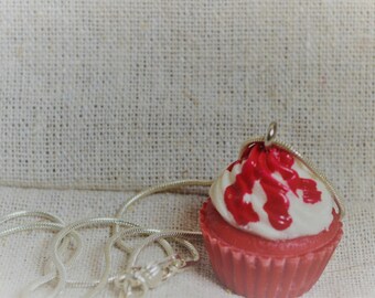 Red Velvet Cupcake Resin Necklace, Resin Pendant
