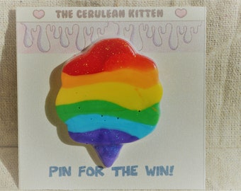 Rainbow Cotton Candy Pin, Pride Pin