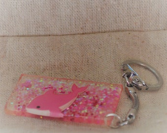 Pink Dolphin Resin Keychain, Chunky Glitter