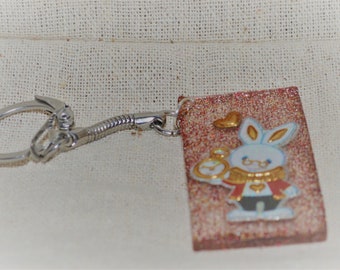 White Rabbit, Alice in Wonderland Resin Keychain