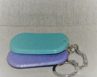 Blue and Purple Dog Tags Resin Keychain