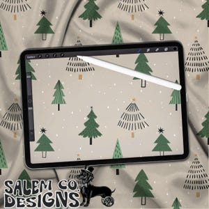 Christmas Tree Doodles seamless pattern