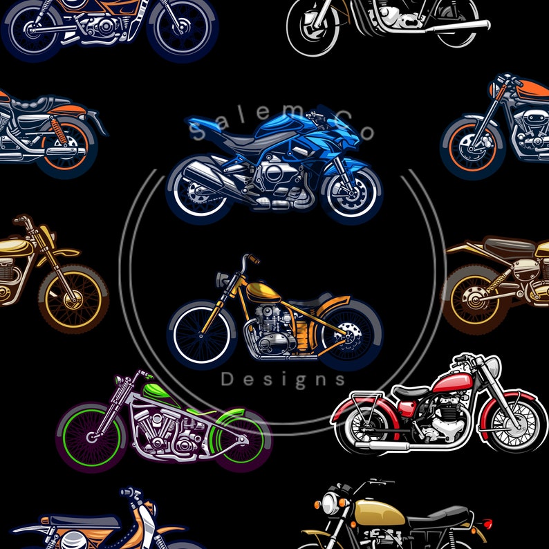 Motorcycle Seamless Pattern Png - Etsy