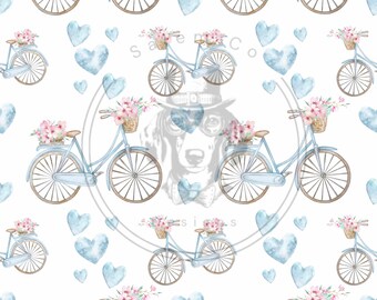 Valentine bikes blue Seamless print