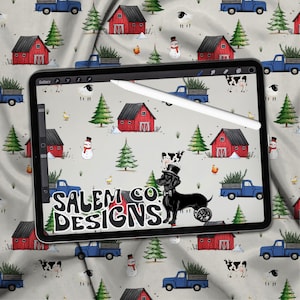 Christmas On The Farm seamless design