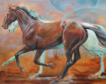 Fine art print: “Space Ponies” unframed equine art, horse art, fantasy art