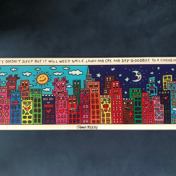 JAMES RIZZI - Magnet-Glas-Tafel * My city doesn't sleep but I will weep...... Goebel Germany