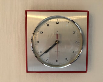 Junghans wall clock Electornic ATO_MAT red - silver metal black hands, red second hand ** works