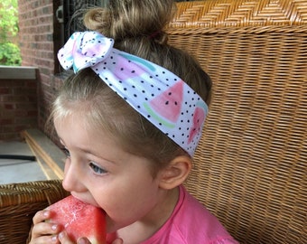 Watermelon topknot knotted headband organic headband- baby toddler kids adult rockabilly headband