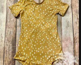 Golden rod butter soft smooth sleeved baby boho bodysuit leotard