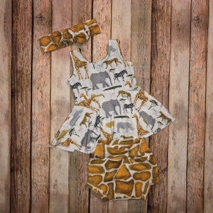 Zoo Safari animal giraffe print peplum outfit set