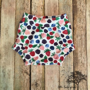 Mixed berry baby toddler bummies shorties bloomers baby shorts- strawberries blueberries blackberries compliant clothing summer outfit