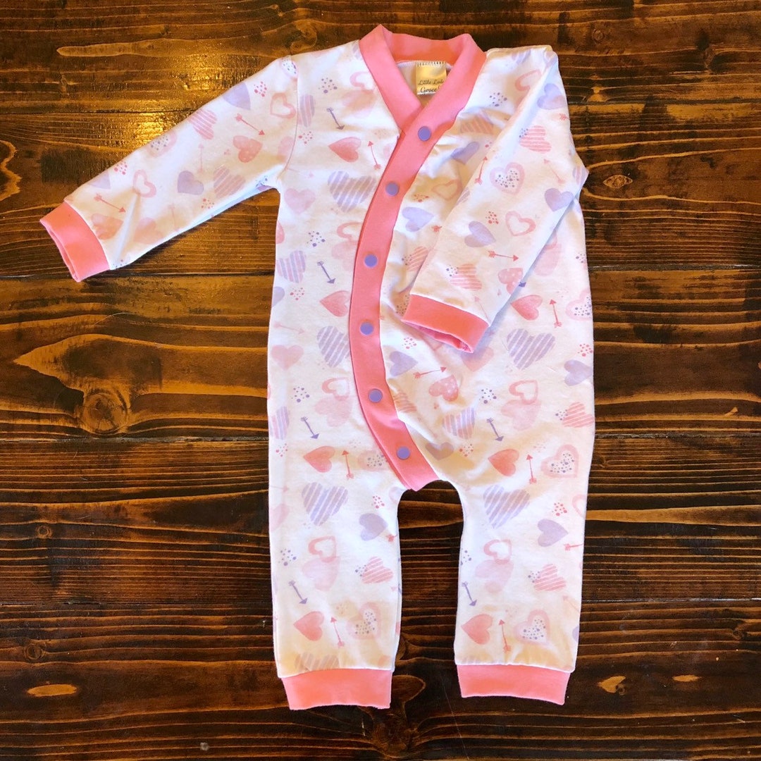 Pink Lavender Valentines Heart Romper Coming Home Outfit Baby Toddler ...
