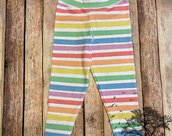 Rainbow stripe leggings muted rainbow st Patrick’s day  baby toddler kids casual wear