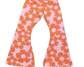 Bright daisy orange pink bell bottom pants baby toddler kids casual wear