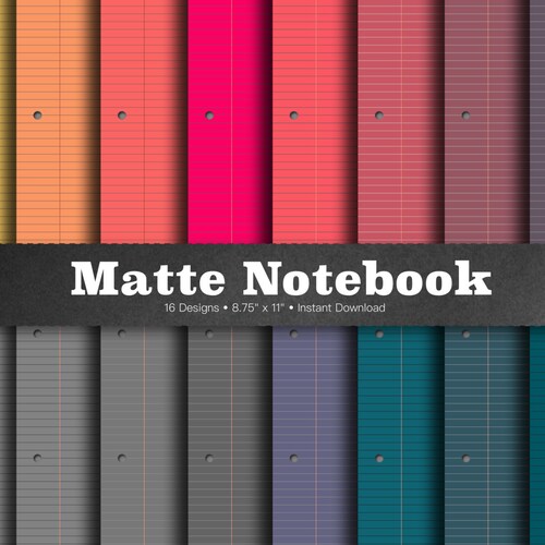 Matte Notebook Paper Digital Notebook Paper Matte Lined Etsy