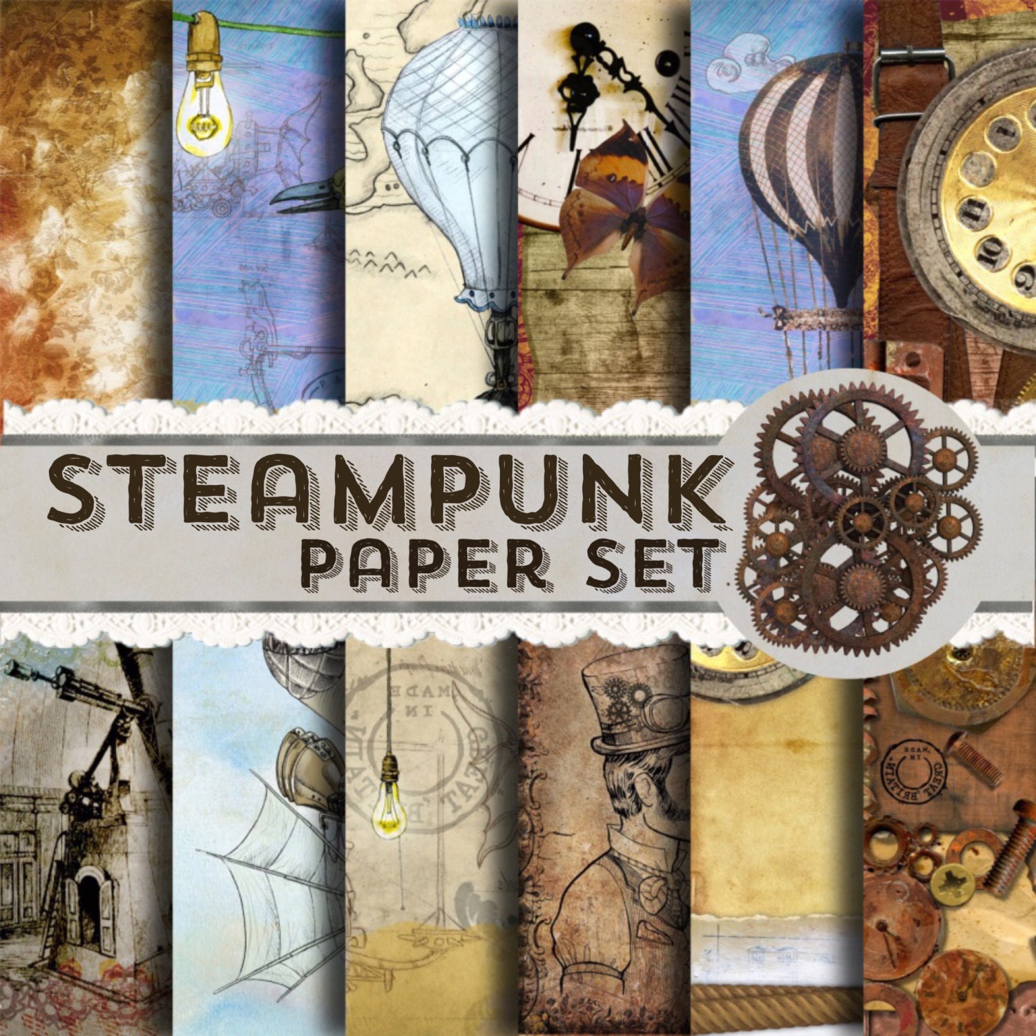 Steampunk Paper Steampunk Papers Steam Punk Paper | Etsy
