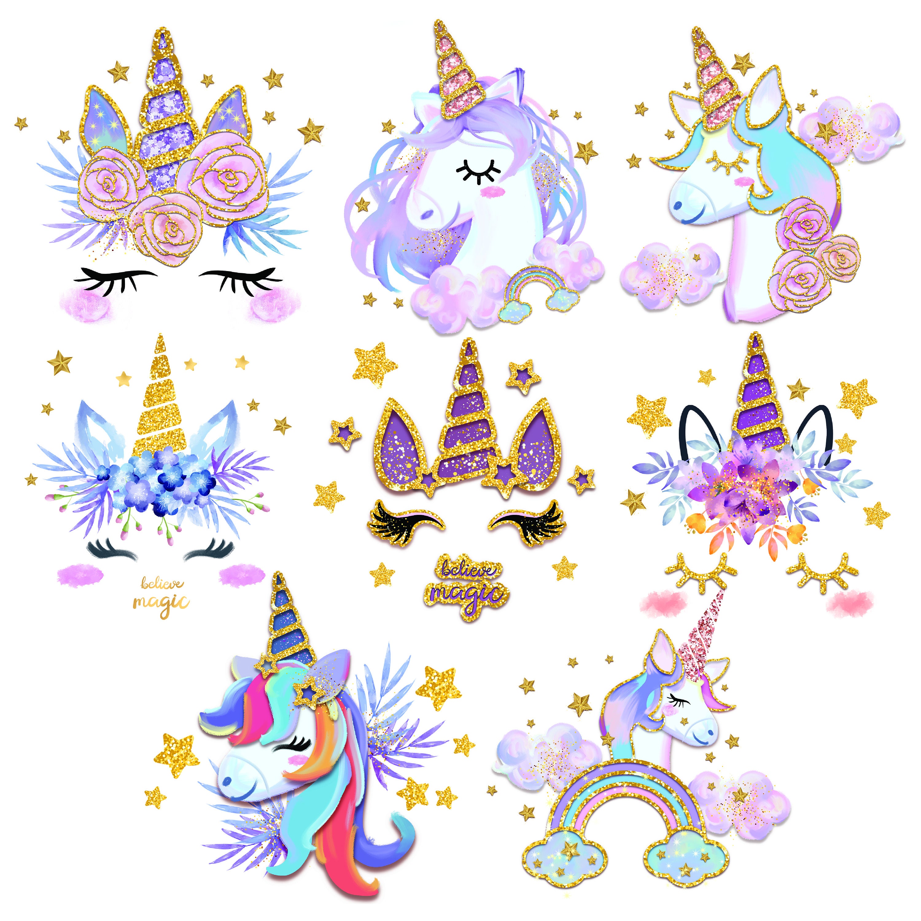 Glitter Unicorn Clipart Unicorn Clip Art Unicorn Graphics | Etsy