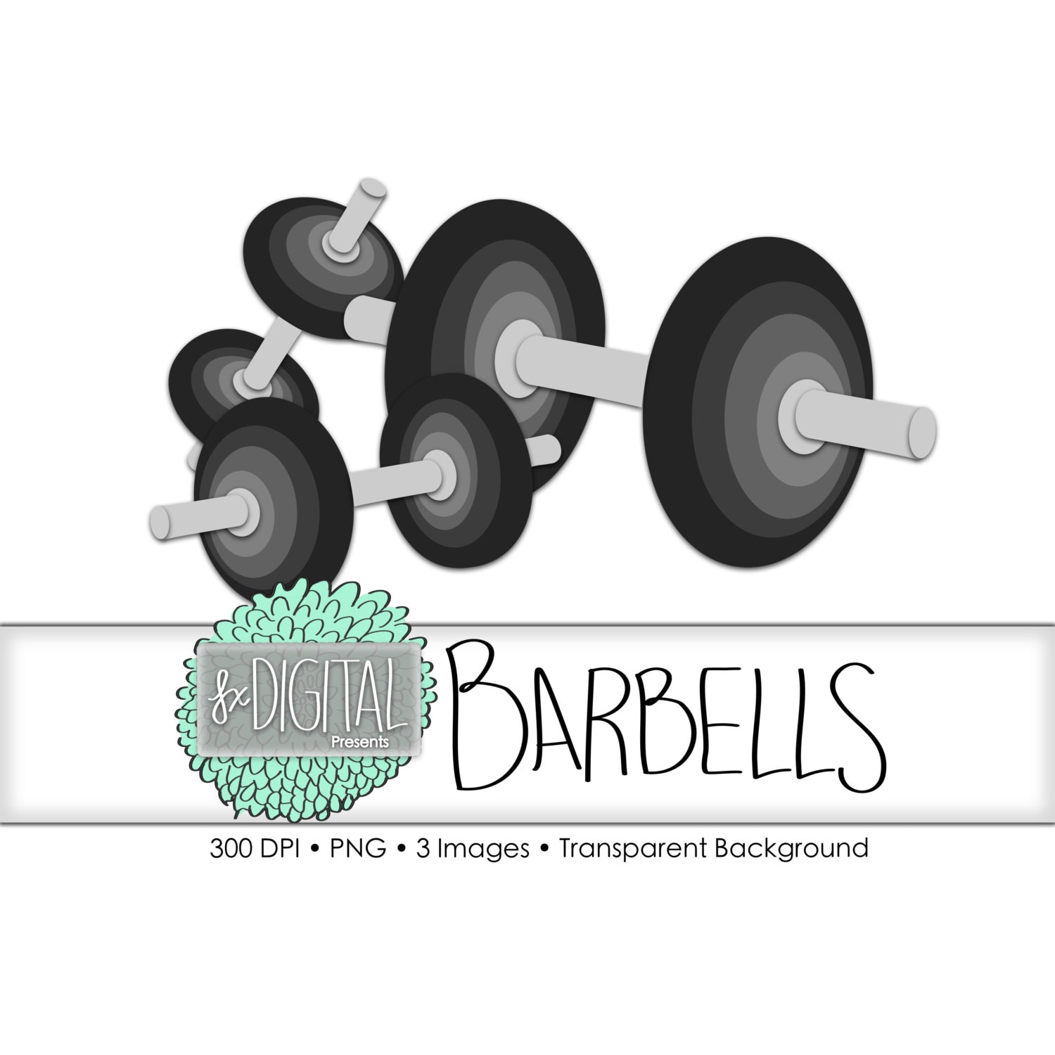 Barbell Clipart Barbell Clip Art Workout Clipart | Etsy