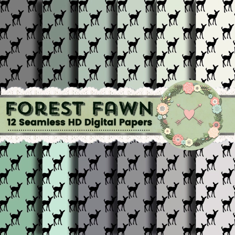 Deer Print Papers Baby Deer Print Papers Deer Scrapbooking Etsy