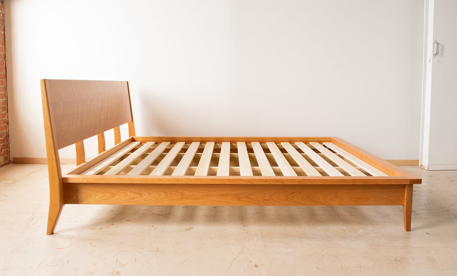 Josefine Bed modern platform bed with slanted headboard Etsy