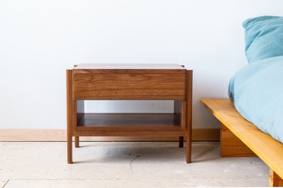 Henrik Nightstand Low Profile End Table Walnut Nightstand Etsy