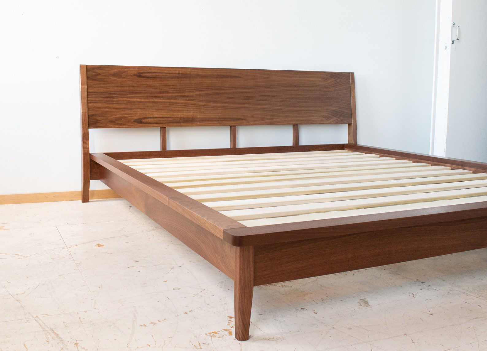 Josefine Bed modern platform bed with slanted headboard Etsy
