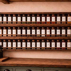 Handmade Apothecary Herb & Spice Rack With Jars | Reclaimed Hardwood Kitchen Storage Landscape