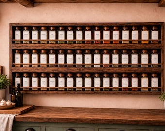 Handmade Apothecary Herb & Spice Rack With Jars | Reclaimed Hardwood Kitchen Storage Landscape