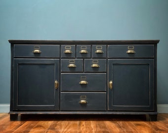 Stunning Pine Merchants Chest Of Drawers Sideboard In Fusion Midnight Blue