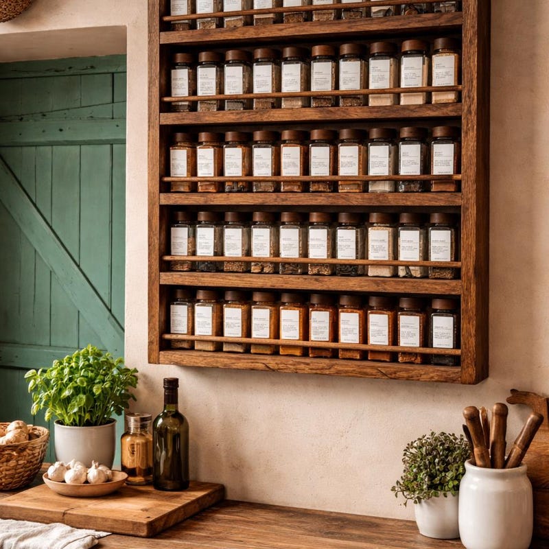 Wooden Spice Apothecary Rack - Etsy UK