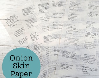 Vintage Onion Skin Paper with Inspirational Quotes - 5 Sheets for Decoupage, Collage & Mixed Media Art