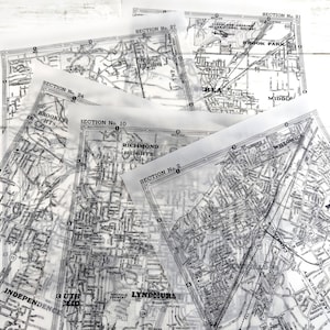 Vintage Translucent Map Paper for Art Journaling, Decoupage & Mixed Media Projects (5 Sheets)
