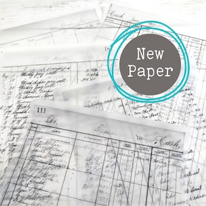 Translucent Vintage Ledger Paper: Antique Ephemera for Art Junk Journals, Scrapbooking (5 Sheets)