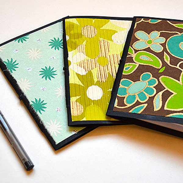 Handmade Notebooks, Mini notebook set of 3, mini handmade notebooks, blank notebook, handmade book