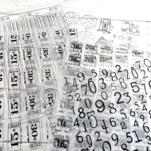 Vintage Translucent Number Paper: Ephemera for Art Journals, Decoupage & Mixed Media (5 Sheets)