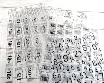 Vintage Translucent Number Paper: Ephemera for Art Journals, Decoupage & Mixed Media (5 Sheets)