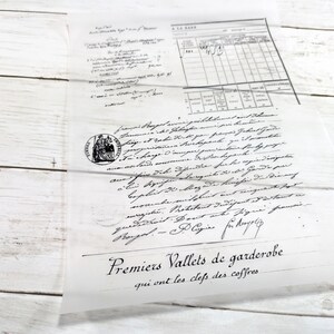 May include: A vintage-style document with handwritten script and a printed ledger section. The paper has a translucent quality, with a faded black ink. The text includes the words "Premiers Vallets de gardarobe".