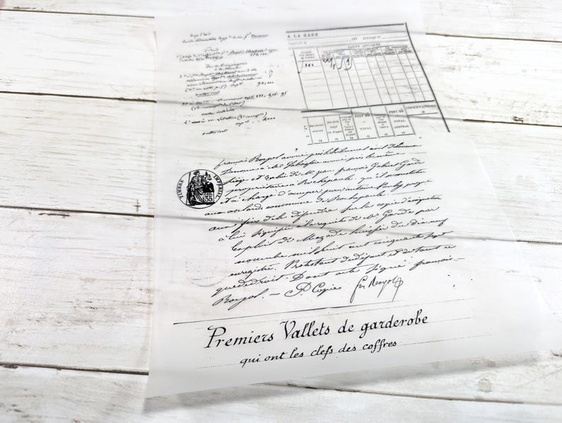 May include: A vintage-style document with handwritten script and a printed ledger section. The paper has a translucent quality, with a faded black ink. The text includes the words "Premiers Vallets de gardarobe".