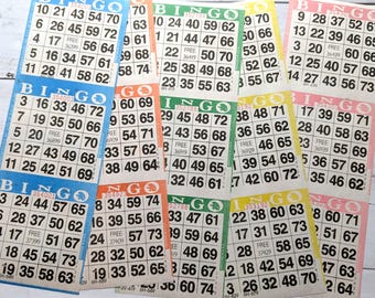 Colorful Bingo Cards and Number Ephemera for Junk Journals, Collage, Art Journals & Mixed Media