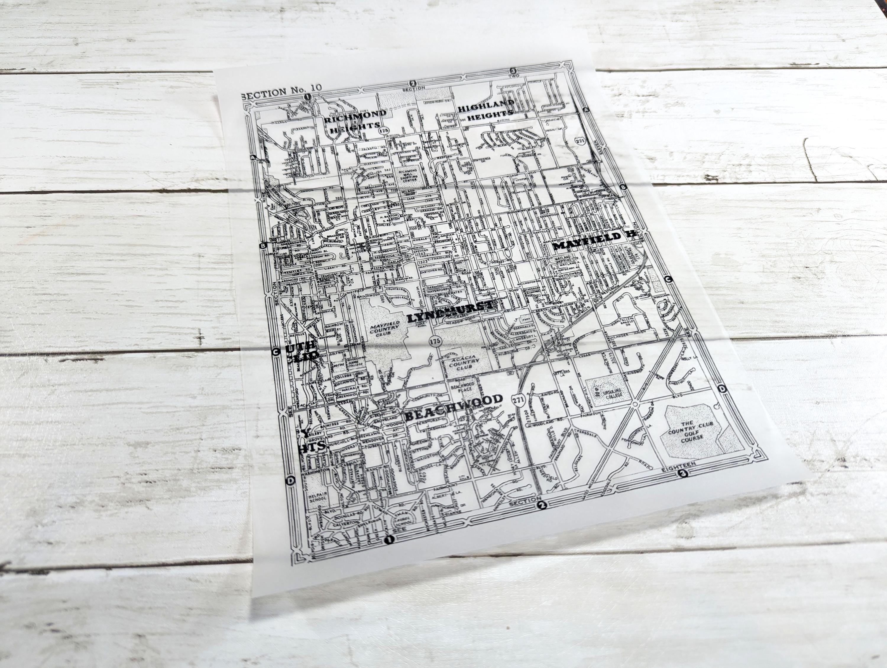 Paper Transparency Map Vintage Translucent Map Paper for Art Journaling, Decoupage & Mixed ...