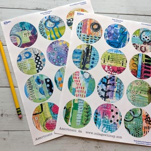 Stickers multimédias colorés | Collage éphémère pour carnets, agendas et carnets d'art décoiffés (assortiment 2)