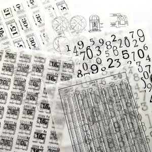 5 Sheets of Translucent Numbers Paper, Junk or Art Journaling or Scrapbooking, Ephemera, Decoupage Papers, Tissue Paper, Vintage Number Page