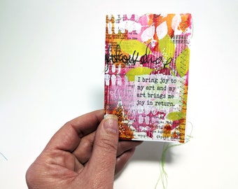 Artist Affirmations Mini Zine, Mini Art Zine, Artist Zine, Affirmation Zines, Collaged Artwork Zine, Photocopied Zine, Fuchsia Pink, Green