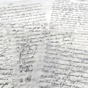 Vintage French Script Paper: Translucent Ephemera for Journaling, Scrapbooking & Mixed Media Art (5 sheets)