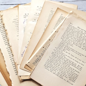 30 Vintage Book Pages Paper Pack: Ephemera for Art Journaling and Decoupage