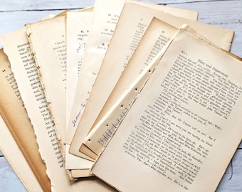 Vintage Book Pages Paper Pack, Unique Ephemera for Junk Art Journals and Mixed Media