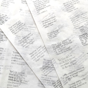 5 Sheets of Translucent Quote Paper for Junk or Art Journaling or Scrapbooking, Ephemera, Decoupage