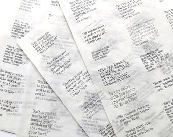 5 Sheets of Translucent Quote Paper for Junk or Art Journaling or Scrapbooking, Ephemera, Decoupage